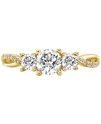 Diamond Three Stone Twist Shank Ring (1 ct. t.w.) in 14k Gold