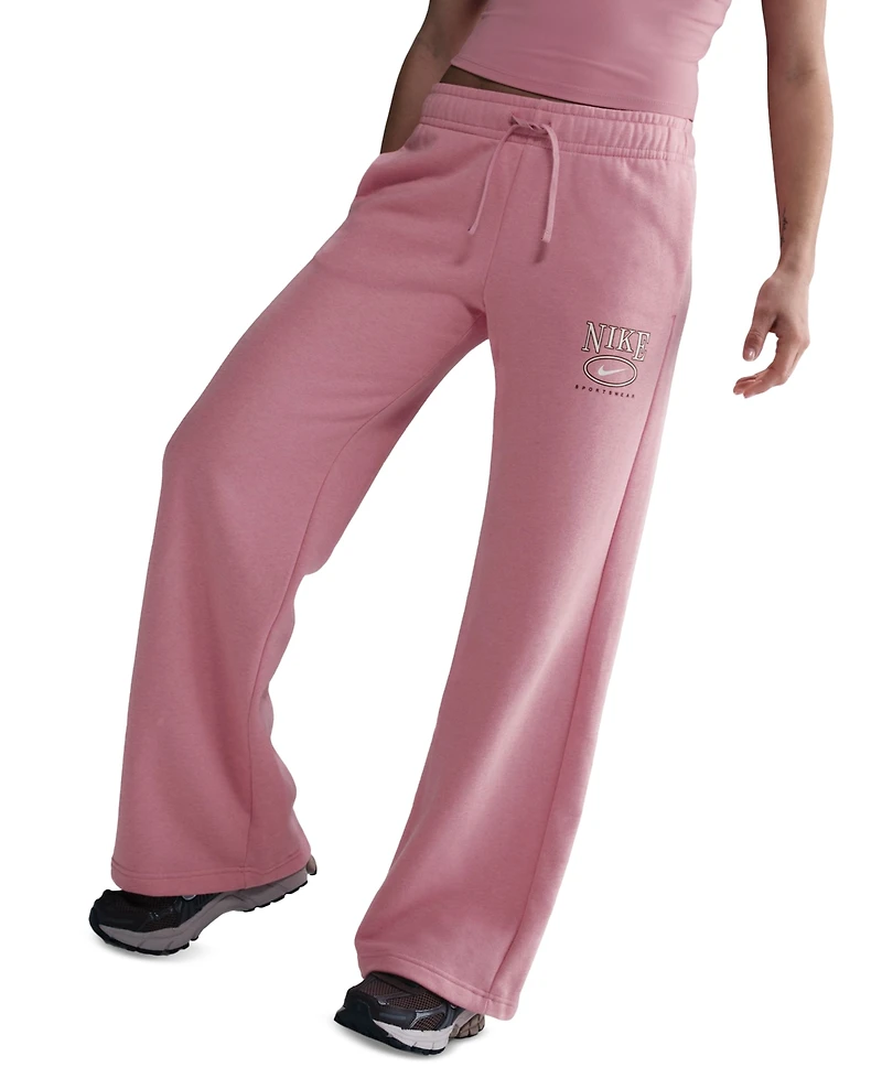Nike Sportswear Women's Club Fleece Mid-Rise Wide-Leg Logo Pants