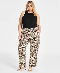 Bar Iii Trendy Plus High-Rise Cheetah-Print Jeans, Exclusively at Macy's