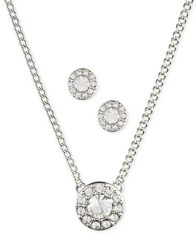 Givenchy Stone & Crystal Halo Pendant Necklace & Stud Earrings Set