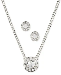 Givenchy Stone & Crystal Halo Pendant Necklace & Stud Earrings Set