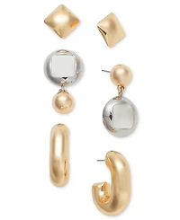 I.n.c. International Concepts Two-Tone 3-Pc. Set Sculptural Earrings, Exclusively at Macy's