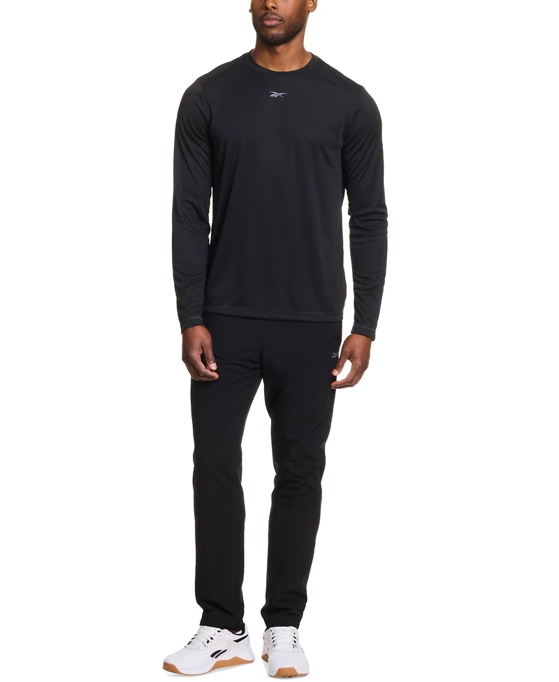 Reebok Men's Tech Long Sleeve Crewneck Logo T-Shirt