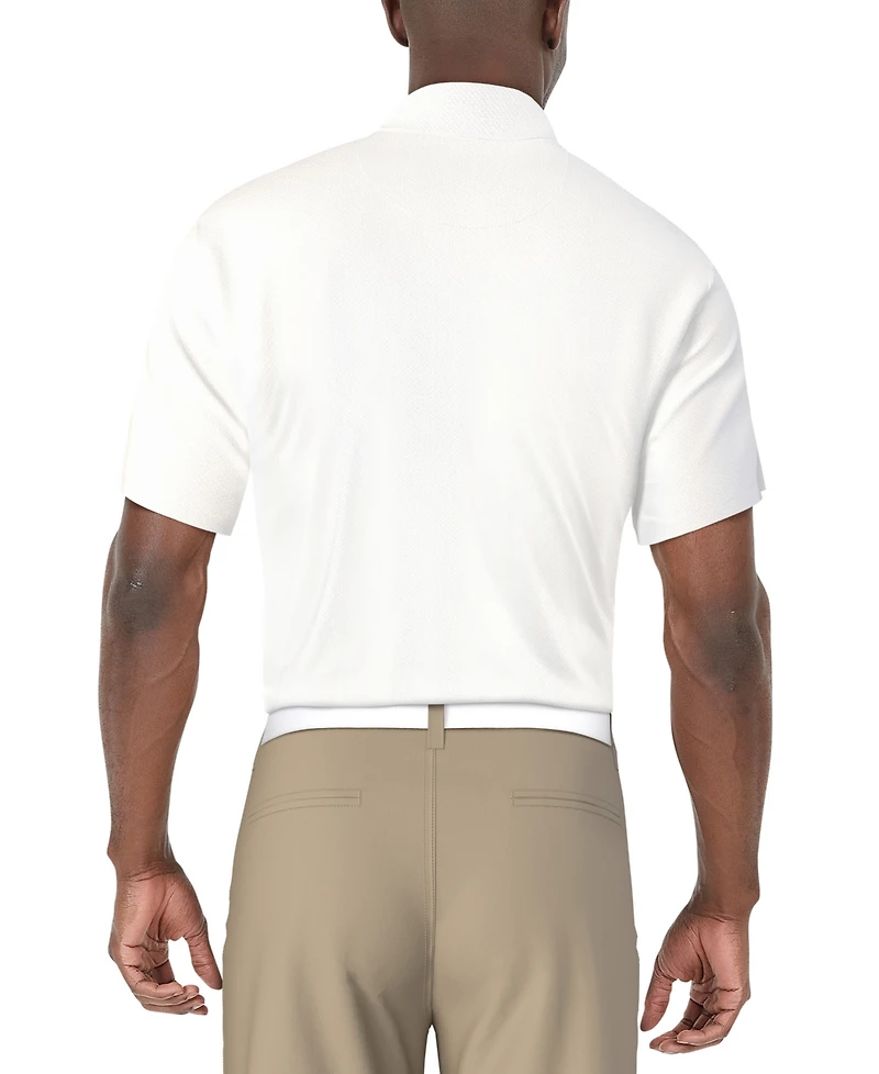 Pga Tour Men's Stripe Print Short Sleeve Golf Polo Shirt