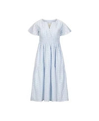 Hope & Henry Women's Organic Bell Sleeve Tiered Eyelet Dress