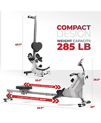 Sunny Health & Fitness Smart Compact Foldable Magnetic Rowing Machine with Bluetooth Connectivity - Sf-RW521020