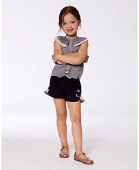 Deux par Toddler Girls Crinkle Short With Frills Black And Butterflies - Toddler|Child