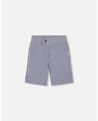 Deux par Toddler Boys Slant Pocket Bermuda Shorts Royal Blue Striped - Toddler|Child