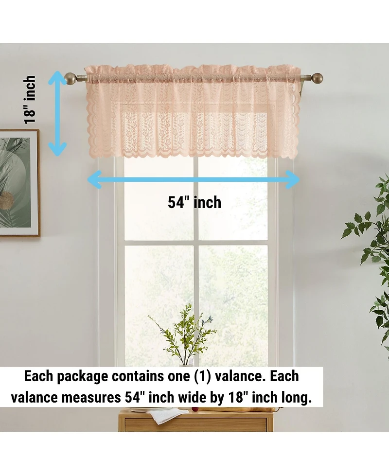 Hlc.me Sophia Floral Rod Pocket Lace Semi Sheer Voile Short Valance for Small Windows