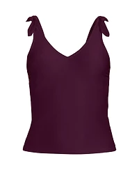Lands' End Women's Tie Shoulder Ribbed Flutter Tankini Top