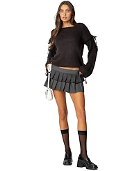 Edikted Womens Double Pleated Pinstripe Mini Skort