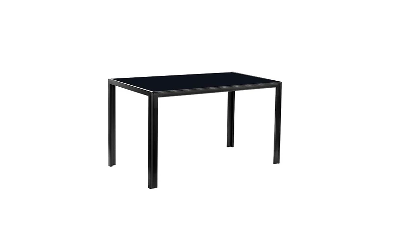 Simple Assembled Tempered Glass & Iron Dinner Table