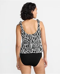 Lands' End Women's Long Torso Tie Shoulder Flutter Tankini Top