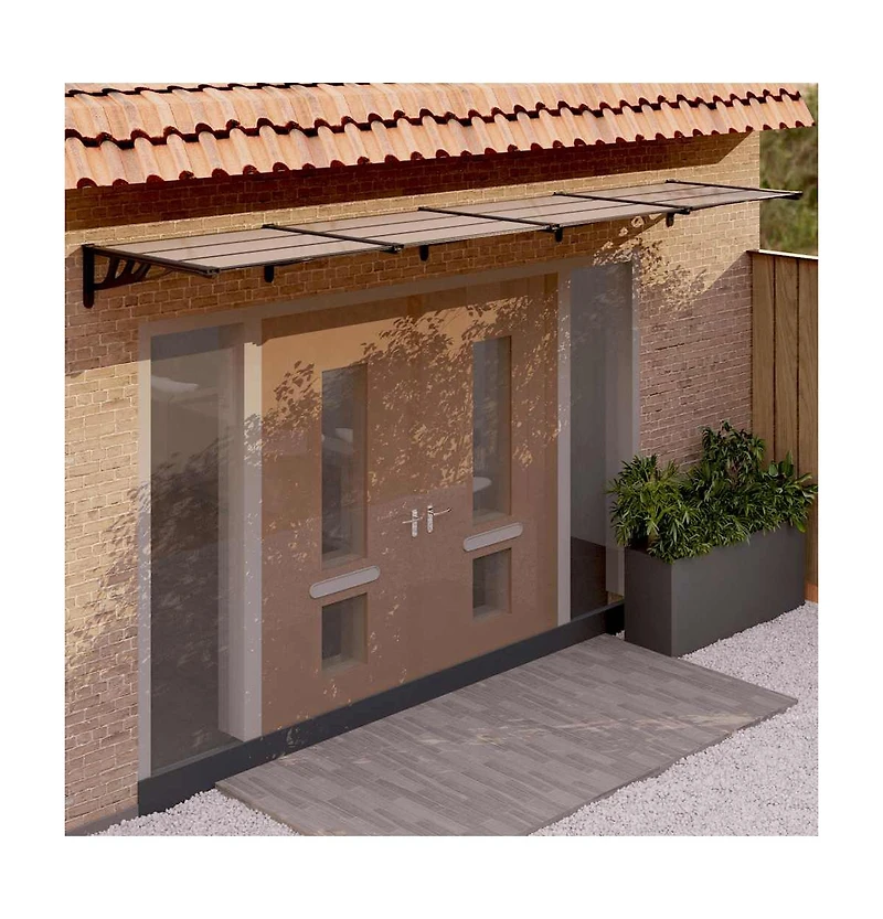 Door Canopy Black 155.9"x35.4" Polycarbonate