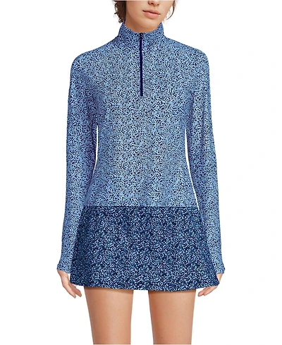 Lands' End Women's SunShade Upf 50 Long Sleeve Quarter Zip Rash Guard