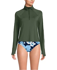 Lands' End Women's SunShade Upf 50 Long Sleeve Quarter Zip Rash Guard