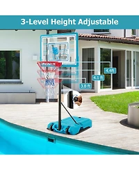 3.8-4.4 Feet Height Adjustable Pool Basketball Hoop for Kids Teens and Adults