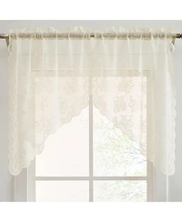 Hlc.me Jolene Floral Rod Pocket Lace Short Cafe Swags for Small Windows - 28 x 36 Inch Length ( Swags