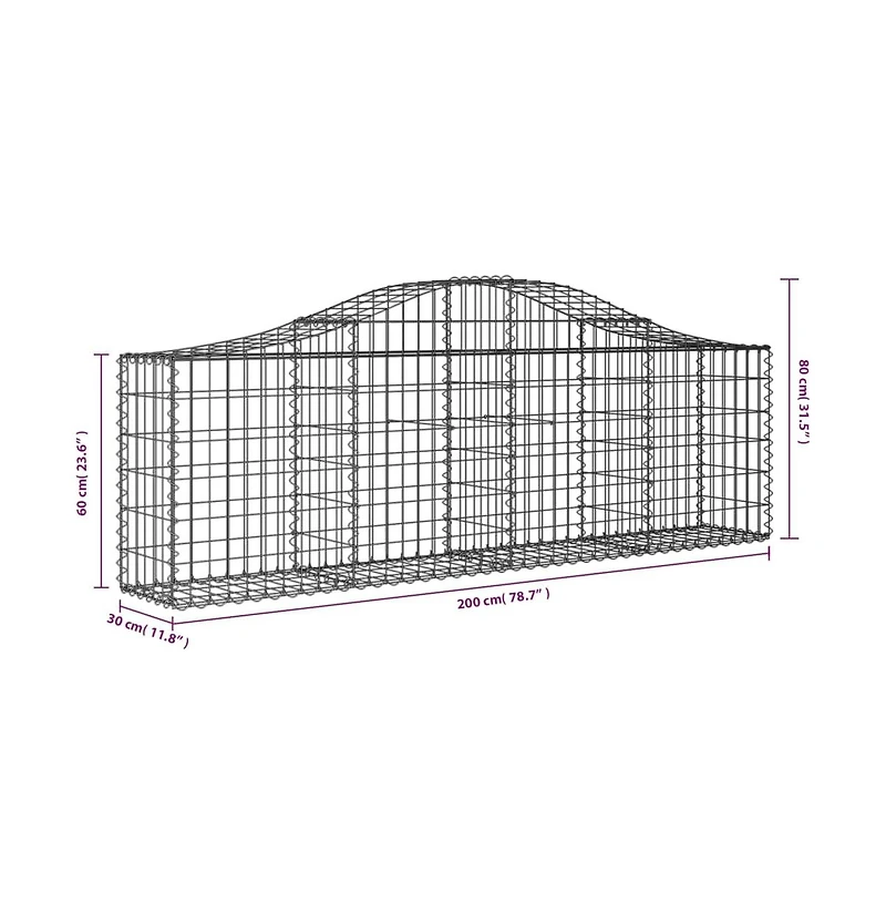 Arched Gabion Basket 78.7"x11.8"x23.6"/31.5" Galvanized Iron