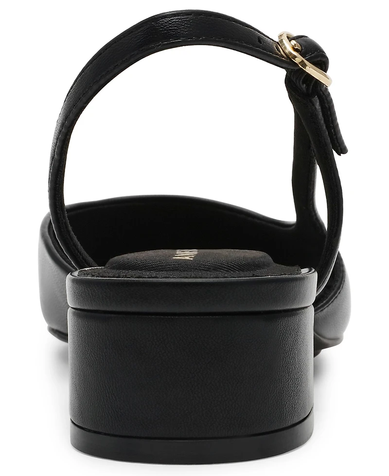 Anne Klein Women's Nia Block Heel Cap Toe Slingback Flats