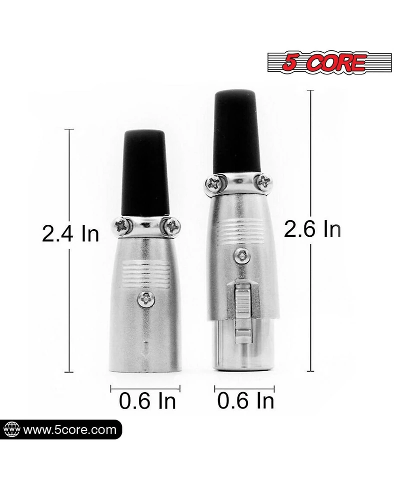 5 Core Xlr Connector Male Female to 1/4 Audio Jack 3 Pin Secure Mic Plug w Locking Ends - 5 Pair