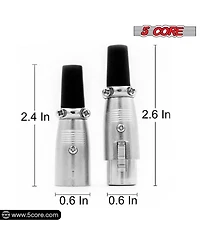 5 Core Xlr Connector Male Female to 1/4 Audio Jack 3 Pin Secure Mic Plug w Locking Ends - 5 Pair