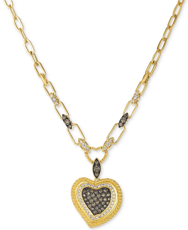 Godiva x Le Vian Diamond Heart Pendant Necklace (3/4 ct. t.w.) in 14k Yellow Gold, 17" + 2" extender