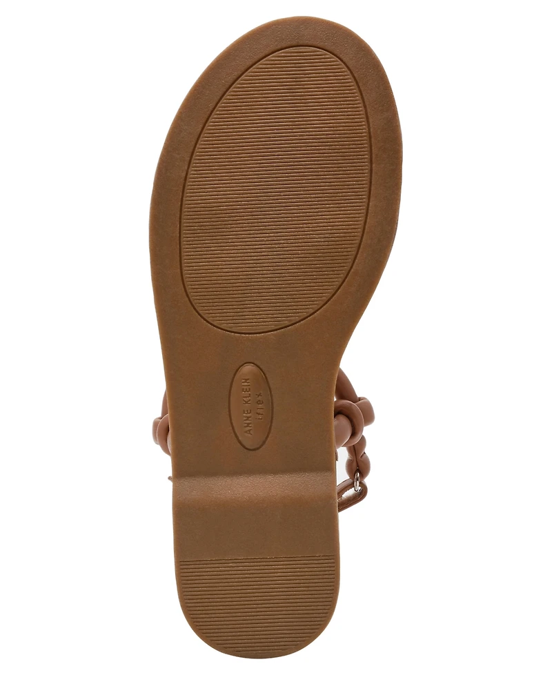 Anne Klein Women's Elisabeth Ankle Strap Footbed Flat Sandals