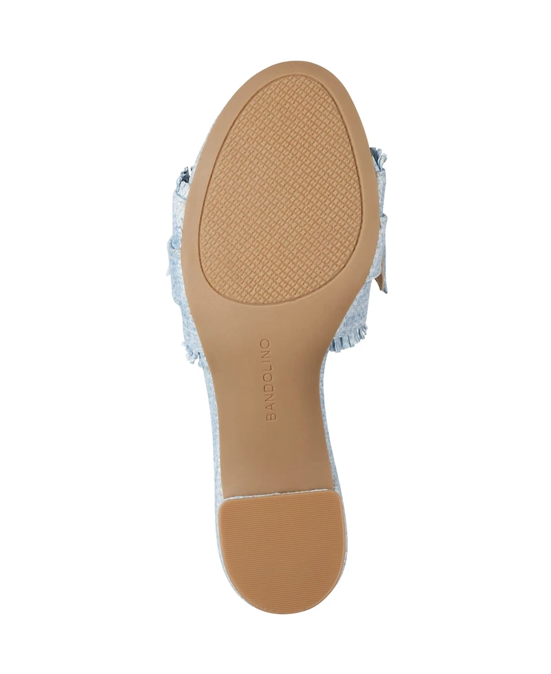 Bandolino Women's Arden Raffia Knotted Bow Block Heel Sandals