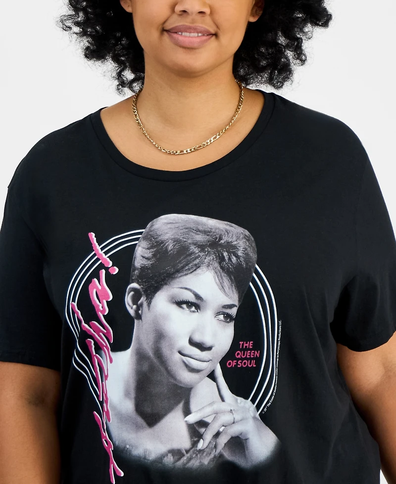 Hybrid Apparel Trendy Plus Cotton Aretha Franklin Graphic Tee