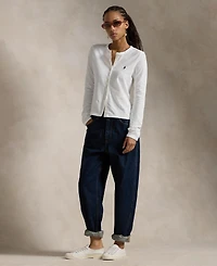 Polo Ralph Lauren Women's Stretch Mesh Cotton Crewneck Cardigan Top