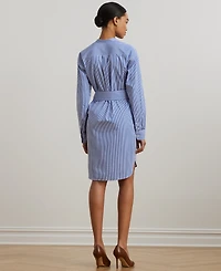 Lauren Ralph Lauren Women's Striped Belted Broadcloth Shirtdress