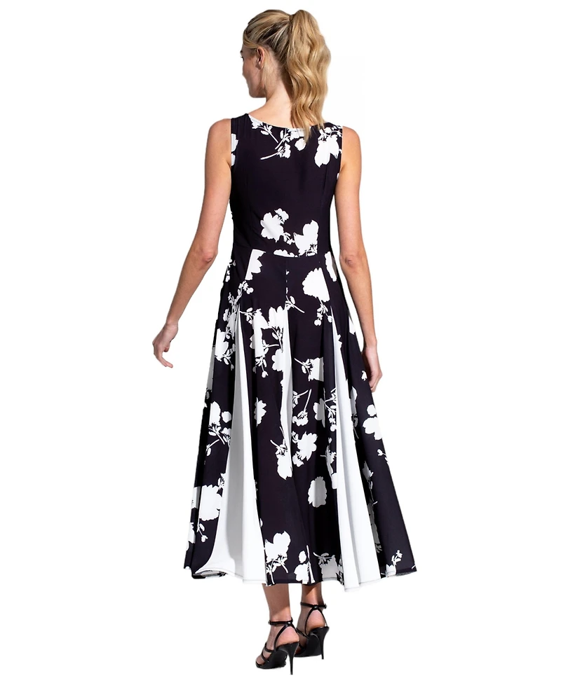 HotSquash London Women's Box Pleat Midi Dress with Contrast Skirt