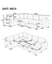 Sectional Sleeper Sofa with Pull-out Bed and Lounge Chair, Usb Type-c Interfaces, Suitable for Living Room, Office, Spacious Spaces
