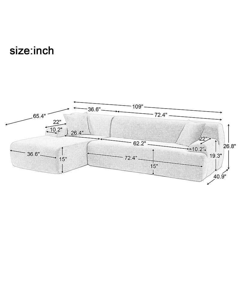 Modern Large L-Shape Modular Sectional Sofa for Living Room, Bedroom, Salon, 2 Piece Free Combination, Simplified Style