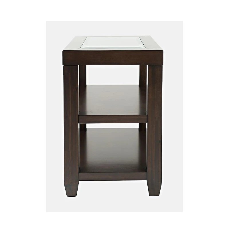 Urban Icon Contemporary Glass Inlay Chair Side End Table with Storage