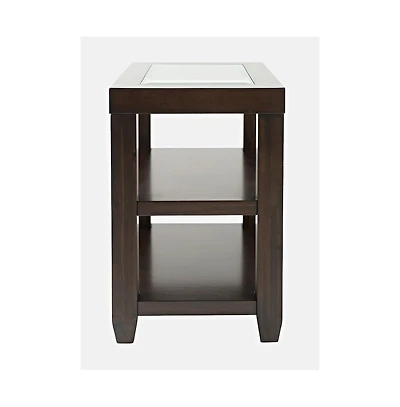 Urban Icon Contemporary Glass Inlay Chair Side End Table with Storage