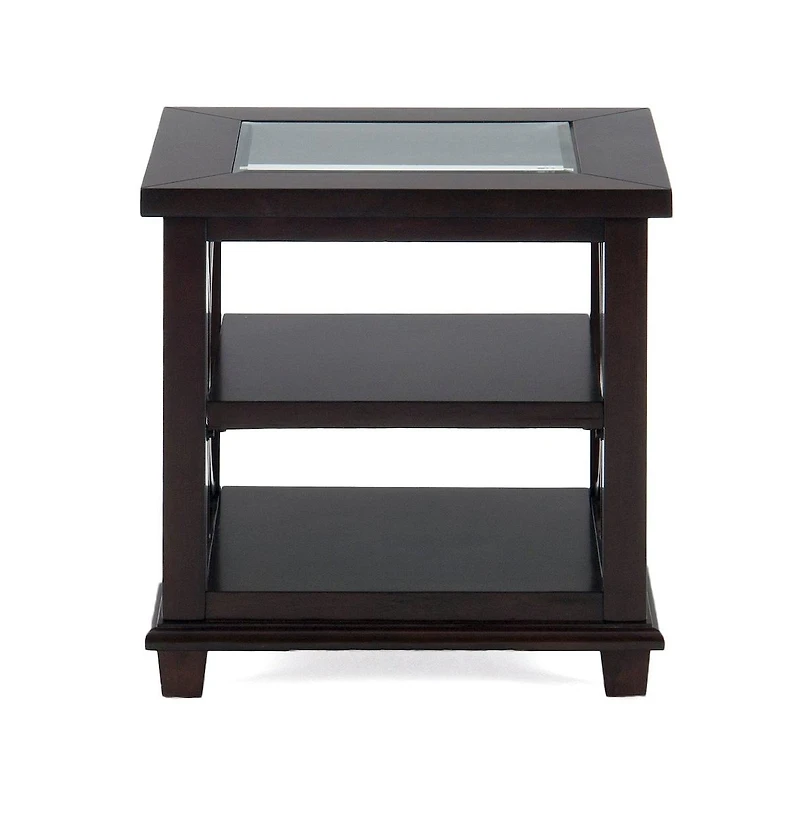 Panama Brown Contemporary Wood and Glass End Table