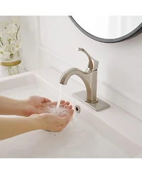 Single-Handle Single-Hole Farmhouse Bathroom Faucet Drip-Free Lavatory Rv Sink Brushed Gold