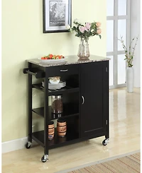 Kings Brand Furniture Sanford Wood & Marble Finish Top Kitchen Storage Cabinet Cart