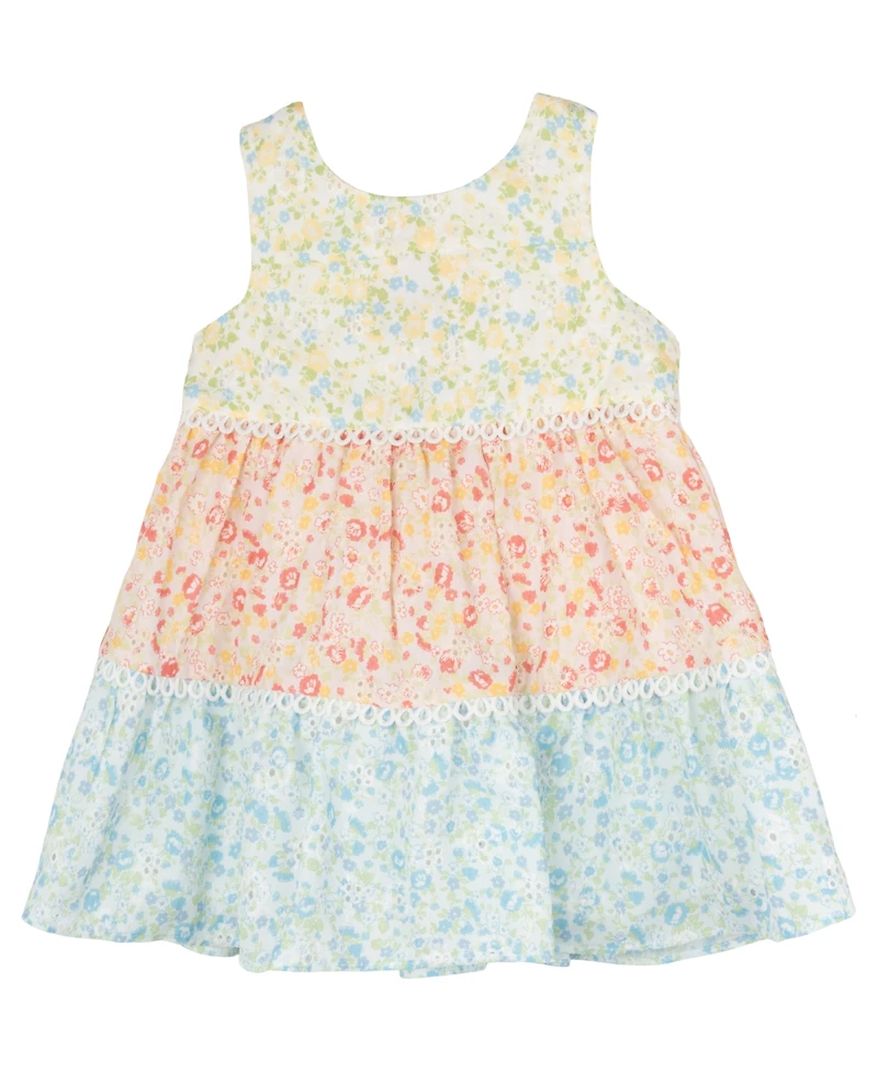 Rare Editions Baby Girls Colorblock Eyelet Dress