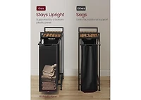Songmics Home Slim Laundry Basket with Pull-Out Removable Bag, 12.7-Gallon, Ink Black & Rustic Brown