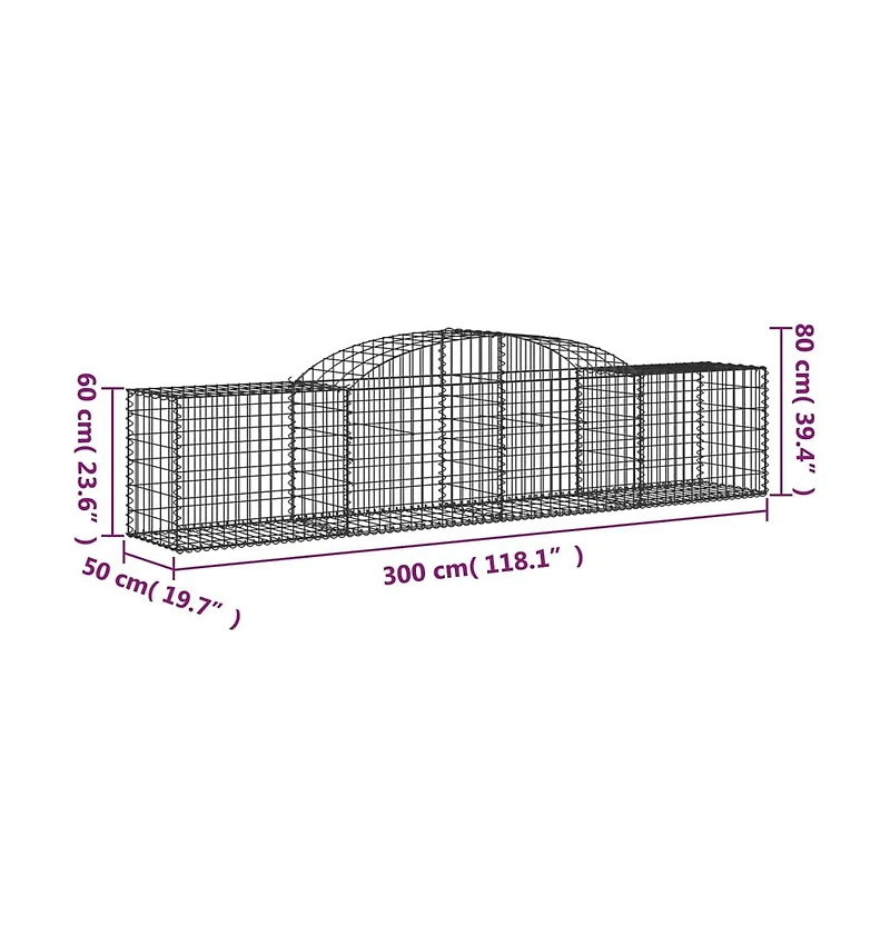 Arched Gabion Basket 118.1"x19.7"x23.6"/31.5" Galvanized Iron
