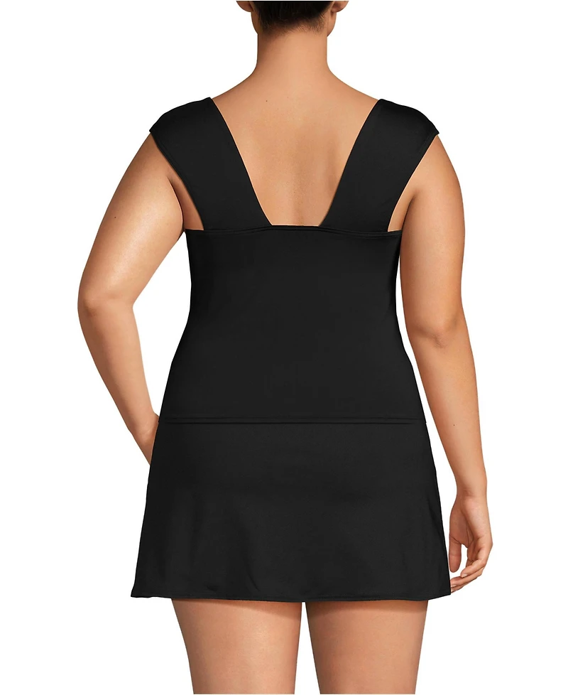 Lands' End Plus Square Neck Underwire Tankini Top