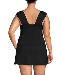 Lands' End Plus Square Neck Underwire Tankini Top