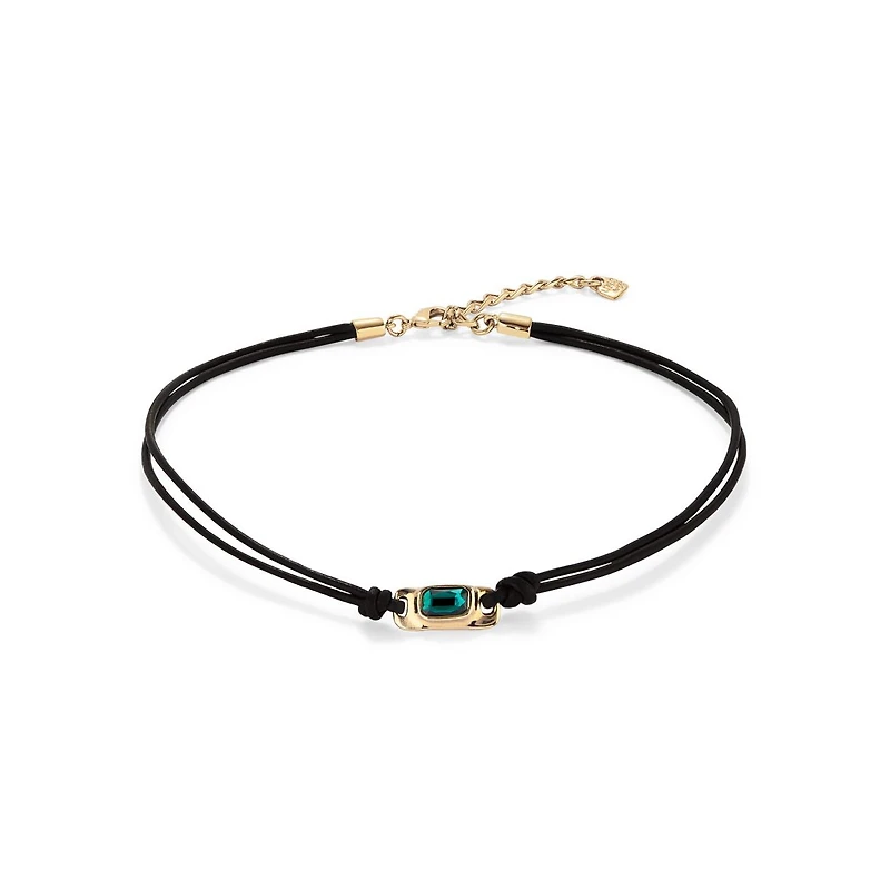 UNOde50 Green Crystal Leather Necklace