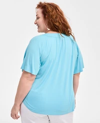 Style & Co Plus Flutter-Sleeve Top, Exclusively at Macy's