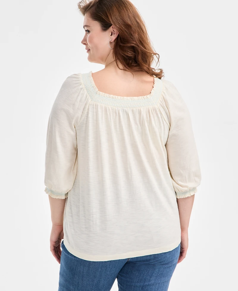 Style & Co Plus 3/4-Sleeve Top, Exclusively at Macy's