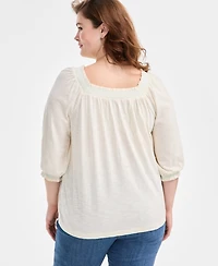 Style & Co Plus 3/4-Sleeve Top, Exclusively at Macy's