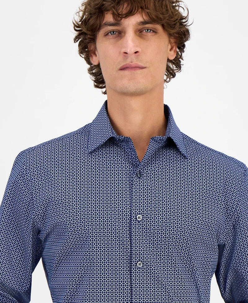 Alfani Men's Round Medallion Print Dress Shirt, Exclusively at Macy's